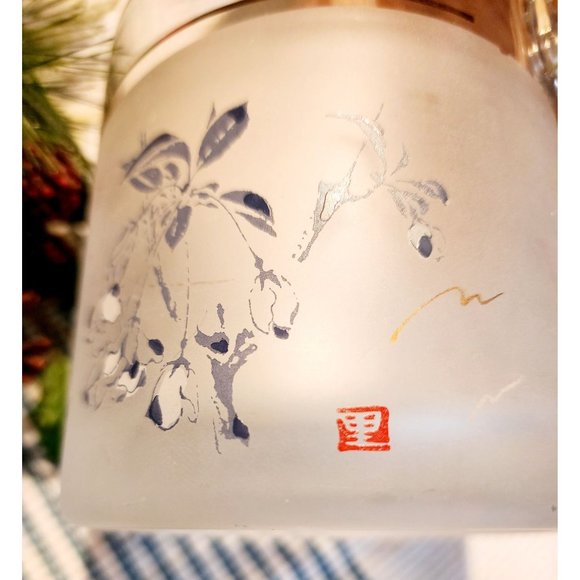 Aderia frosted blue floral glass ice bucket - Picture 5 of 8